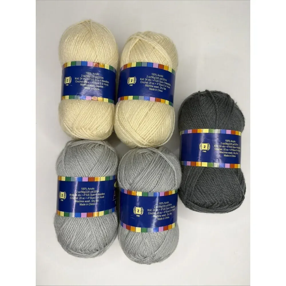 Lot Of 5 Herschel’s 2 Ply Afghan Yarn 2 Oz / 56g Acrylic Craft DIY Crochet Gift